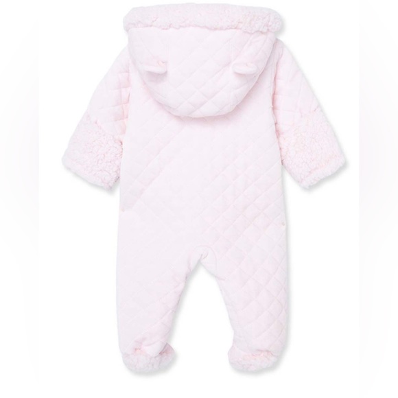 Little Me Baby Girl’s Faux Fur& Quilted Bear Footie. Size 6-9 M. Gently used. - Picture 3 of 9